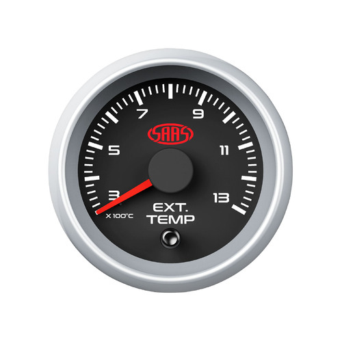 SAAS Exhaust Temp 300-1300 Degrees EGT Pyro Gauge Series II 52mm Silver Rim S2