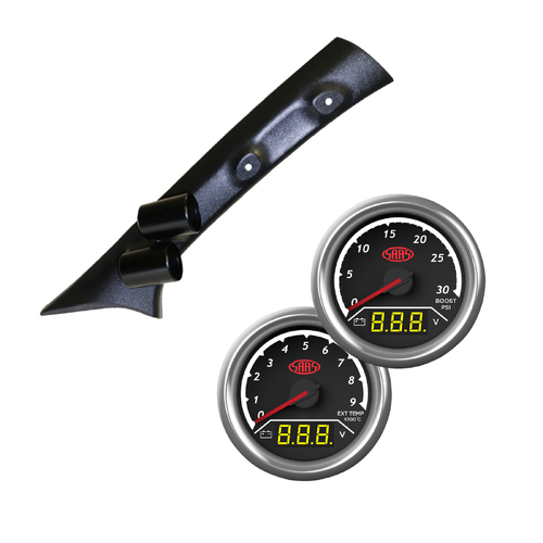 Pillar Pod w/ 2in1 Gauges Boost Volt Ext Temp Volt for Toyota Hilux 2005-2015
