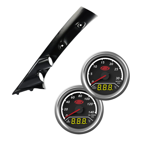 Dual Pillar Pod w/ 2in1 Analogue Digital Trax Gauges suit Toyota Hilux 2005-2015