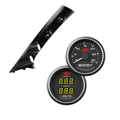 Pillar Pod Black Face Diesel Boost & Dual Volts Gauge for Toyota Hilux 2005-2015