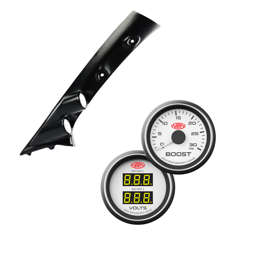 Pillar Pod w/ White Diesel Boost & Dual Volts Gauge for Toyota Hilux 2005-2015