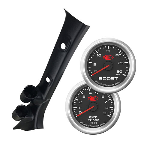 SAAS Dual Pillar Pod w/ Black Face Ser 3 Diesel Boost & Exhaust for Hilux 15-on