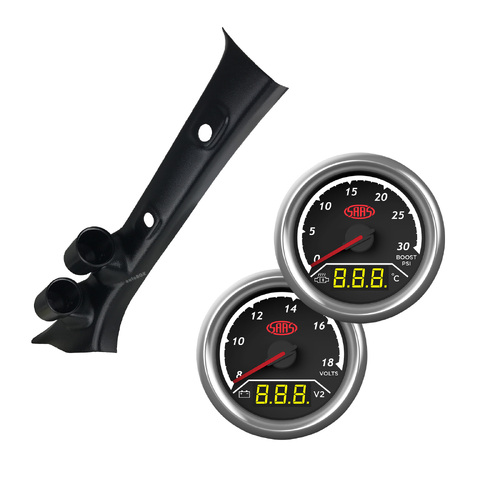 Pillar Pod for Hilux 2015-Current w/ 2in1 Diesel Boost Ext Temp Dual Volts Gauge