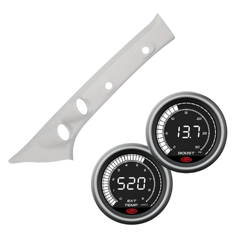 Light Grey Pillar Pod w/ Digital 0-30 Diesel Boost 0-900 Ex Temp  Gauge for Hilux 2015 on