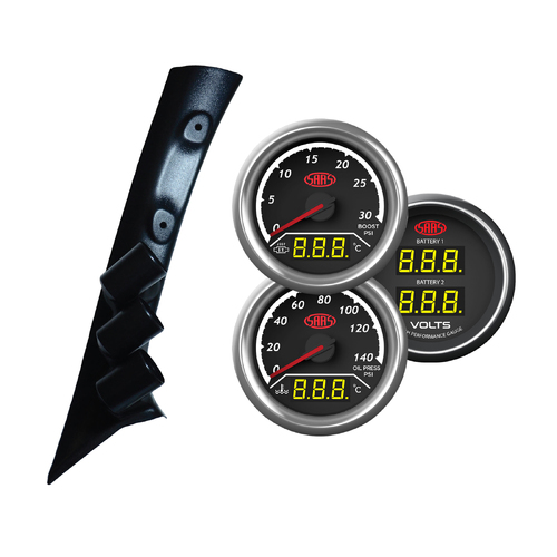 3 Gauge Pillar Pod for Toyota Hilux 2005-15 Boost Exhaust Oil Water Volt Gauge