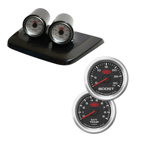 Twin Gauge Dash Pods w/ Black Face Ser 3 Diesel Boost & Exhaust for HILUX KUN 2015 oN