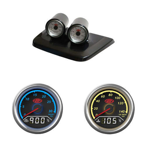 SAAS Twin Gauge Dash Pod w/ Dual Boost Ex Temp & Oil Water for Hilux KUN 2005-15