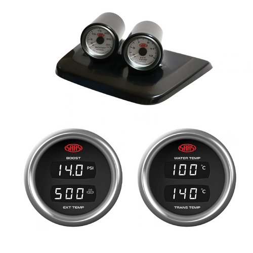 SAAS Twin Gauge Dash Pods w/ Boost Exhaust Trans Water for Hilux KUN 2005-15