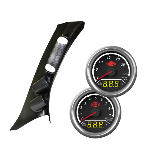 Pillar Pod w/ 2in1 Gauge for Landcruiser 200 Ser Diesel Boost Volt Ext Temp Volt