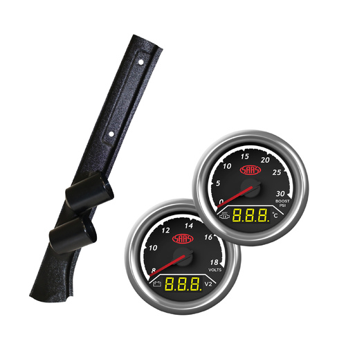 Pillar Pod w/ 2in1 Boost Ext Temp Dual Volt Gauge for Toyota Landcruiser 78 79
