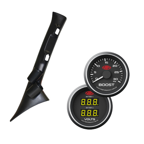 Ford Ranger PX MKII & Everest 2015 Pillar Pod w/ Black Boost & Dual Volts Gauge
