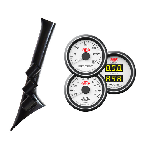 3 Gauge Pillar Pod for Ranger & BT-50 2011-15 Boost Ext Dual Volt Gauge White