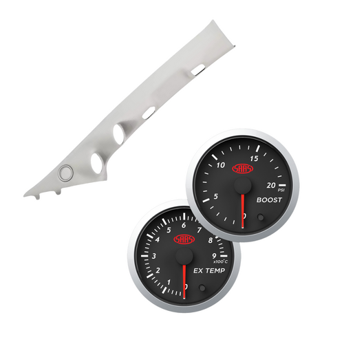 Light Grey Pillar Pod w/ Street Black Ext Temp & Boost Gauges for Ford Ranger PY 2022 - On
