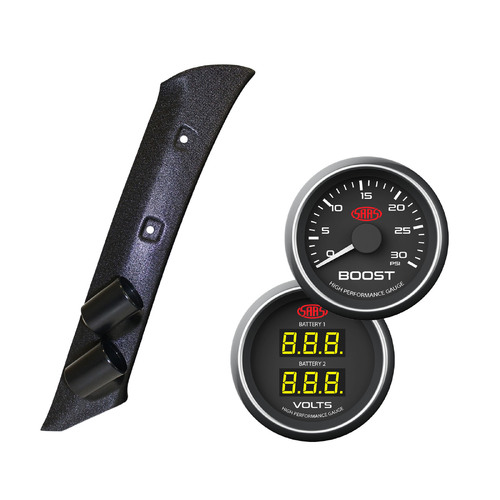 Pajero NM-NP 2000-2006 Pillar Pod w/ Black Diesel Boost & Dual Volts Gauge
