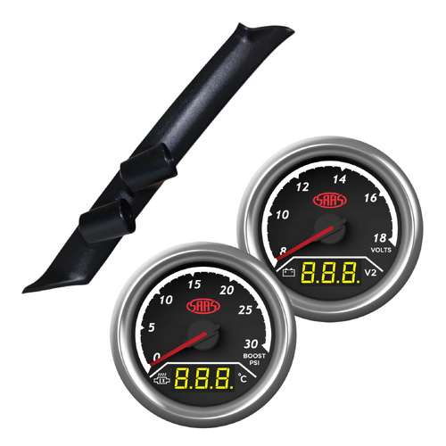 Navara D22 1997-2014 Pillar Pod w/ 2in1 Diesel Boost Ext Temp & Dual Volts Gauge
