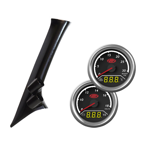Navara NP300 D23 2015-on SAAS Pillar Pod w/ 2in1 Boost Ex Temp Dual Volts Gauge