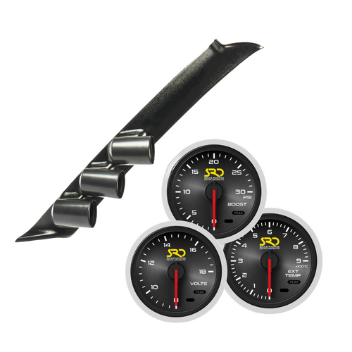 SAAS Boost Exhaust Volt SRD Gauges & 3 Gauge Pillar Pod for Nissan GU Patrol 97-15 inc