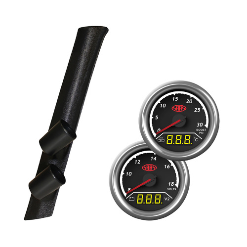 Y61 GQ Patrol 87-97 Pillar Pod w/ 2in1 Diesel Boost Ext Temp & Dual Volts Gauge