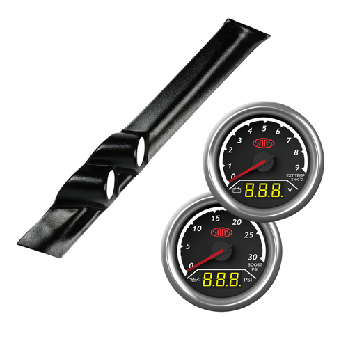 Black Gauge Pillar Pod w/ 2in1 Gauge Ext Temp Volts Boost Oil Press for GQ Patrol Y61 1987-1997