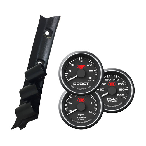 3 Gauge Pillar Pod Suits Nissan GU Patrol 97-15 Boost Exhaust Trans Gauge Black