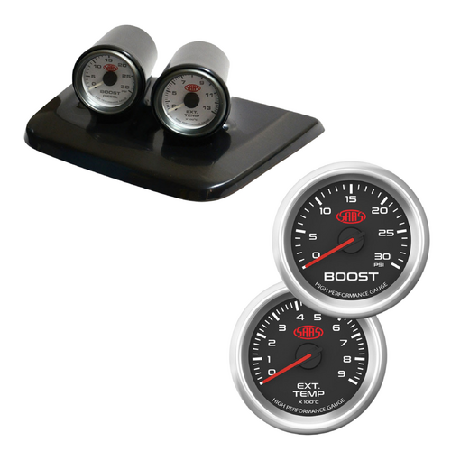 Twin 2 Gauge Dash Pod for Nissan Patrol 1997 - 2004 GU Y61 w/ Black Series 3 Boost & Exh 