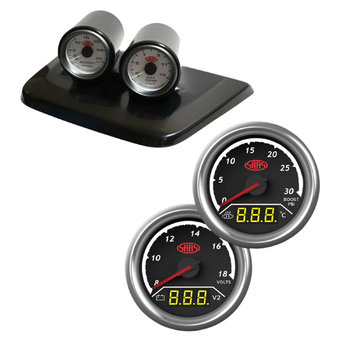SAAS Twin Gauge Dash Pod w/ 2in1 Boost Ext Temp & Dual Volts Gauge for Patrol 1997-2004 GU Y61