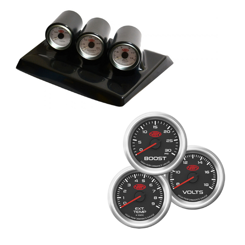 Triple 3 Gauge Dash Pod Holder  w/ Black Ser 3 Boost Exh Volts for Patrol GU Y61 97-04