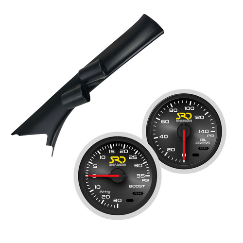 SAAS Dual Pillar Pod w/ Boost & Oil Pres SRD Gauges Monaro Coupe 2001-2006
