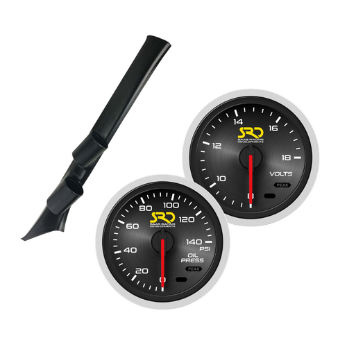 SAAS Dual Pillar Pod w/Oil Pres & Volts SRD Gauges for Impreza WRX N Ser 93-00