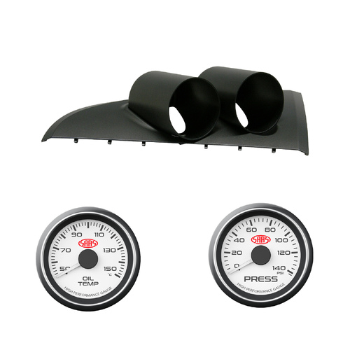 FORD BA BF Falcon Clip-in Pod Holder w/ White Oil Temp & Oil Press Gauge XR6 XR8