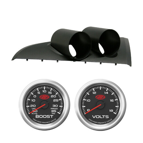 SAAS Clip In Dual Gauge Dash Pod Black Series 3 Boost Volts for Falcon Ba BF All