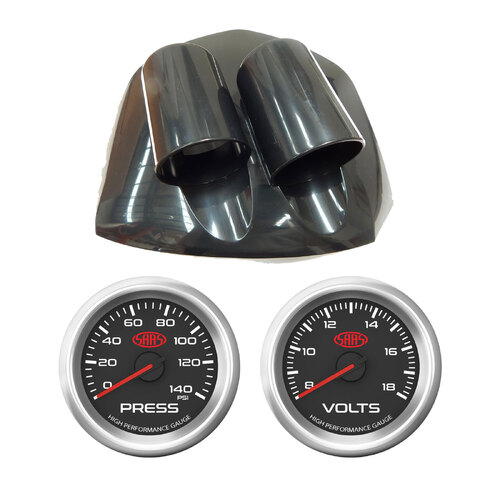 SAAS Clip In Dual Gauge Dash Pod Black Ser 3 Oil Pres Volts for Falcon FG All S1