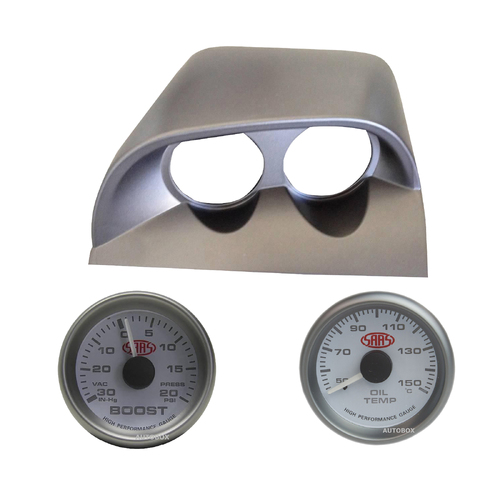 Commodore VY VZ Dual Gauge Pod w/ White Turbo Boost & Oil Temperature Gauge