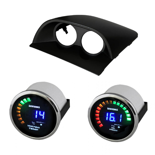 VY VZ Commodore Black Clip-in Gauge Pod w/ Digital Dual Water Temp & Oil Press Gauges