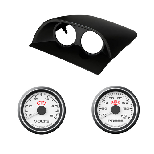 VY VZ Commodore Clip-In Black Gauge Pod Holder w/ White Volts and Oil Press Gauges