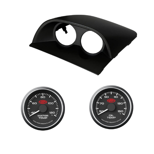 VY VZ Commodore Black CLIP-IN POD HOLDER w/  Black OIL TEMP and WATER TEMP GAUGES SS