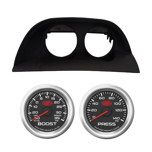 SAAS Clip In Dual Gauge Dash Pod Black Ser 3 Boost Oil Pres for Commodore VY VZ