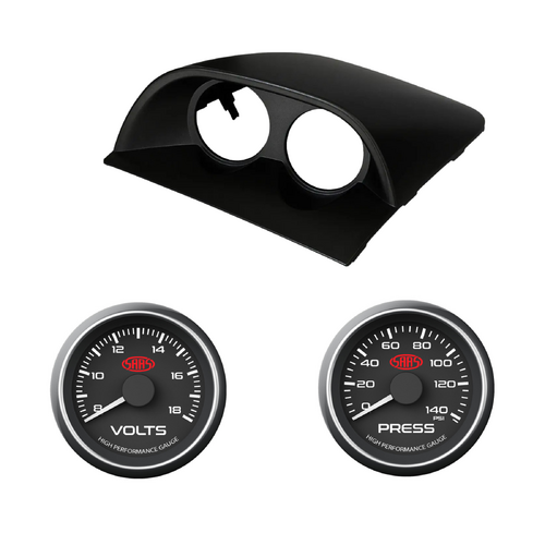 VY VZ Commodore Black CLIP-IN DUAL GAUGE POD W/ Black FACE VOLTS & OIL PRESS GAUGES