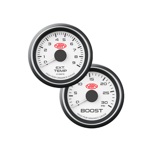 SAAS Muscle Series Pyro EGT and Diesel Boost 52mm Analog Gauge Combo White Face
