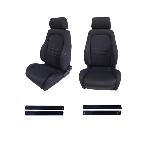 4X4 Adventurer Black Cloth Seats Pair Suits Nissan GQ Patrol w/ Adaptor