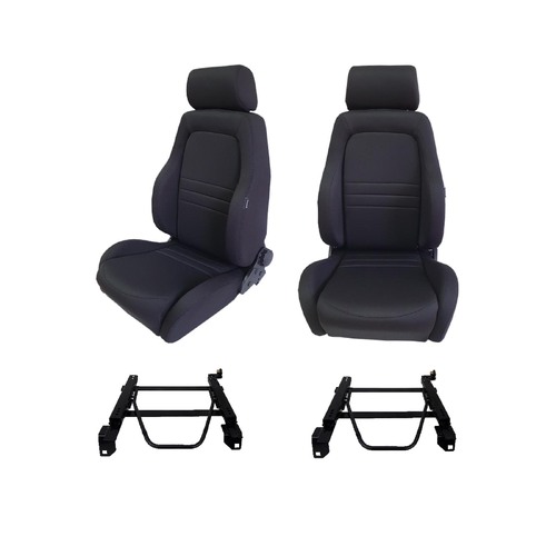 4X4 Adventurer Black Cloth Seats S1 Pair for Toyota Hilux 1998-05 w/ Adaptor 