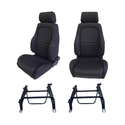 4X4 Adventurer Seats S1 Pair Black Cloth for Landcruiser 100 1998-07 w/ Adaptor