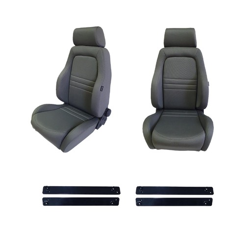 4X4 Adventurer Grey Cloth Seats S1 Pair Suits Nissan GQ Patrol w/ Adaptor