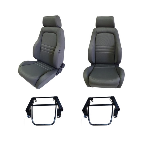 4X4 Adventurer Grey Cloth Seat S1 Pair for Landcruiser 80 1990-92 w/ Adaptor