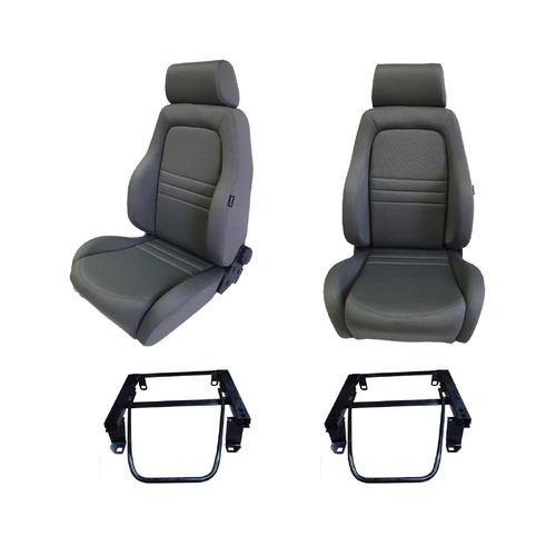 4X4 Adventurer Cloth Seats S1 Pair Grey for Landcruiser 100 1998-07 & Rails