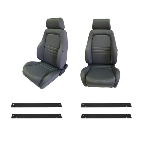Pair Adventurer 4x4 Grey Cloth Seats S1 Seats + Adaptor for Holden Rodeo 2003-06
