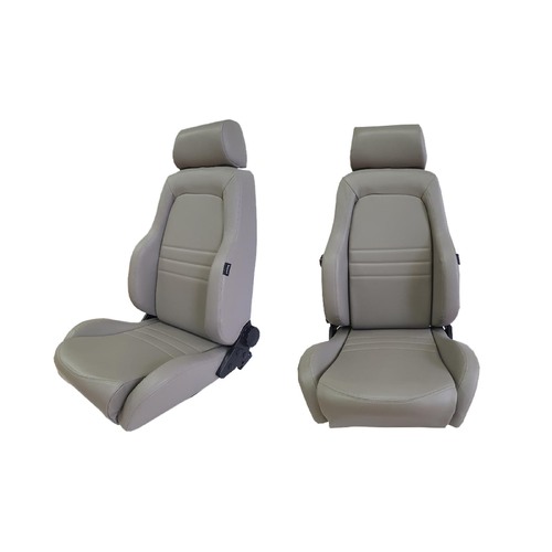 Autotecnica 4X4 Adventurer Grey PU Leather Seats S1 Pair for Landcruiser & Hilux