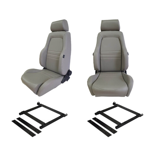 4X4 Grey PU Leather S1 Seats + Adaptors for Mitsubishi Triton MN-ML 2005-2016