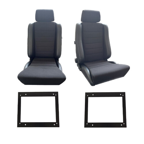 Adventurer PU Leather/Fabric S5 Pair Seats w/ Adapters for Landcruiser 75-79 Ser