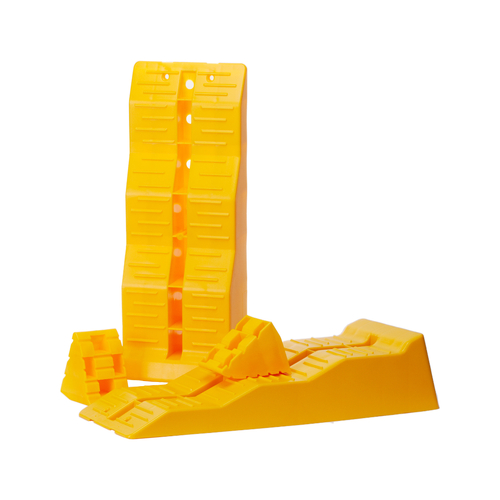 Single Axle Wheel Leveling ramps with Chocks and Carry Bag Pair Camper Trailer